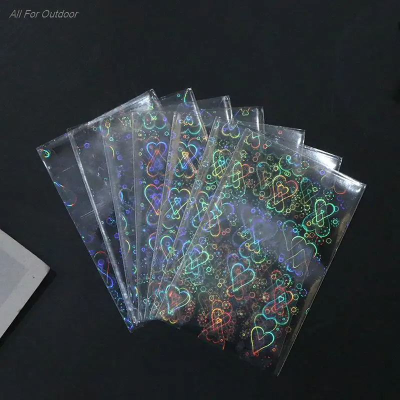 

50Pcs Love Pattern Album Laser Small Card Protective Cover Laser Storage Bags Flat Laser Card Film Protective Covers