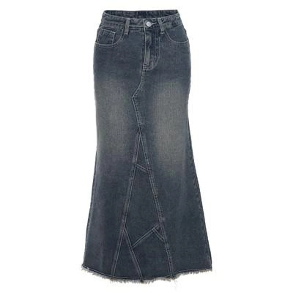 

2023 American Retro Trumpet Mermaid Denim Skirt Women Y2k Vintage High Waist Slim Long Steampunk Bandage Jeans Maxi Skirt Korean