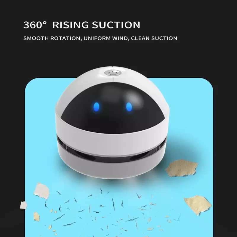 

Mini Vacuum Cleaner for Office/Home/School Desk Dust-Cleaning Brush Home Table Sweeper Desktop Cleaner Cute Robot Design