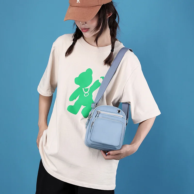 

Small Female Mobile Phone Bag Women's Crossbody Bag Nylon Girls Shoulder bags Mini Messenger Bag Stitching Tote Cellphone Purse