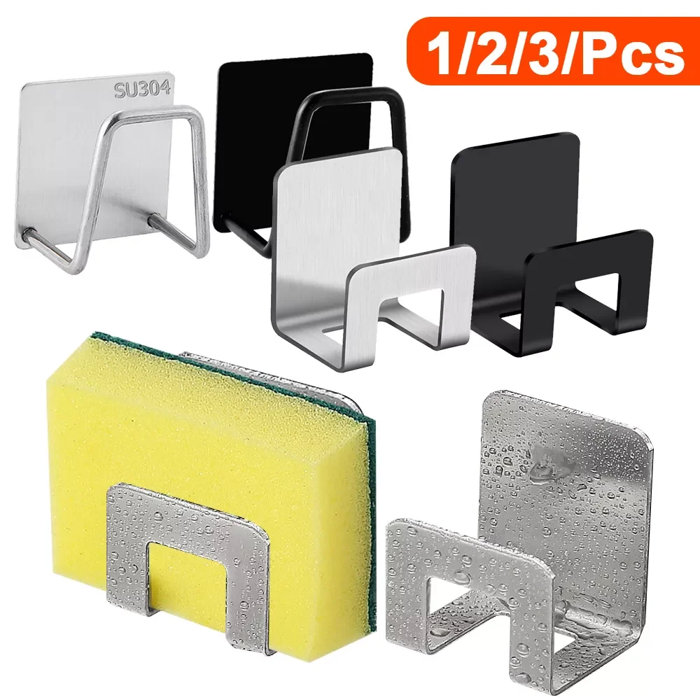 

Kitchen Stainless Steel Sponges Holder Sink Accessories Self Adhesive Sink Sponges Drain Drying Rack Kitchen Storage Organizer