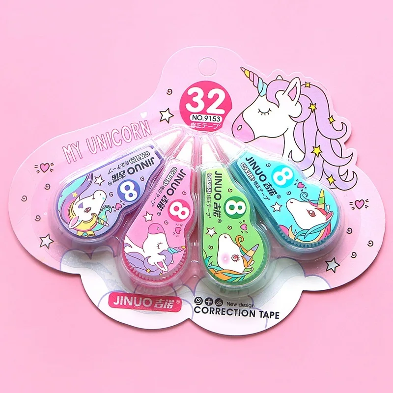 Корректирующая лента с 4 звездами милый единорог белый цвет рекламный подарок