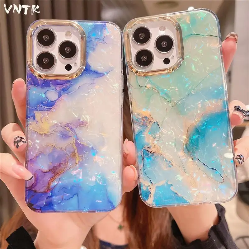 

Fashion Clear Colorful Marbling Shell Pattern Girl Soft Case For Iphone 14 11 12 13 Pro Max 7 8 Plus Xr X Xs Se 2 Cover Fundas