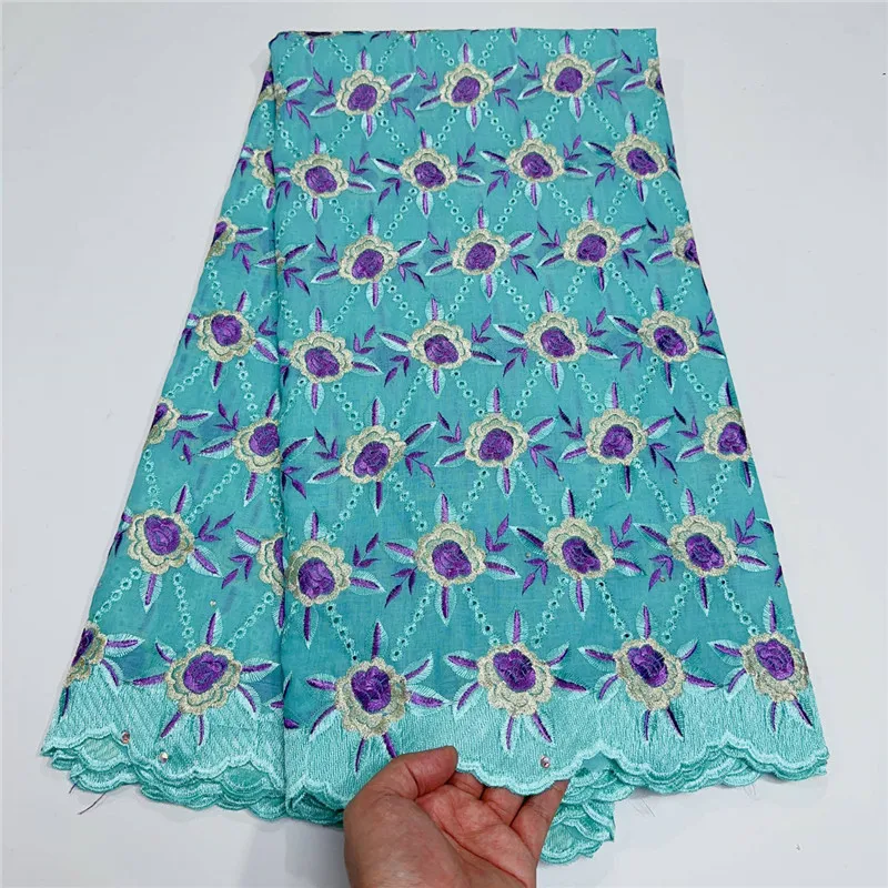 

5 Yard Swiss Fabric High Quality Lafaya Heavy Beaded Embroidery African 100% Cotton Voile Lace Dubai Style For Wedding Party YL1