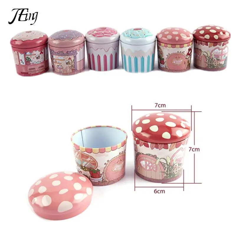 

New Cartoon Cake Drum-Shaped Candy Cookie Wedding Packaging Tin Box Small Metal Tea Storage Box For Children Birthday Gifts