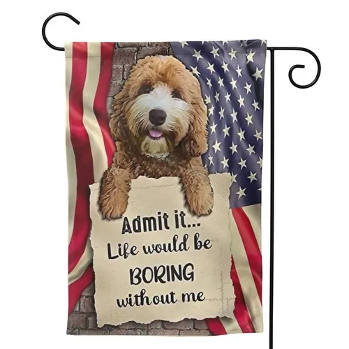 Фото Красивый садовый флаг Goldendoodle, 12,5 x 18 дюймов, двусторонний, патриотический, для сада, OOV IIC №5