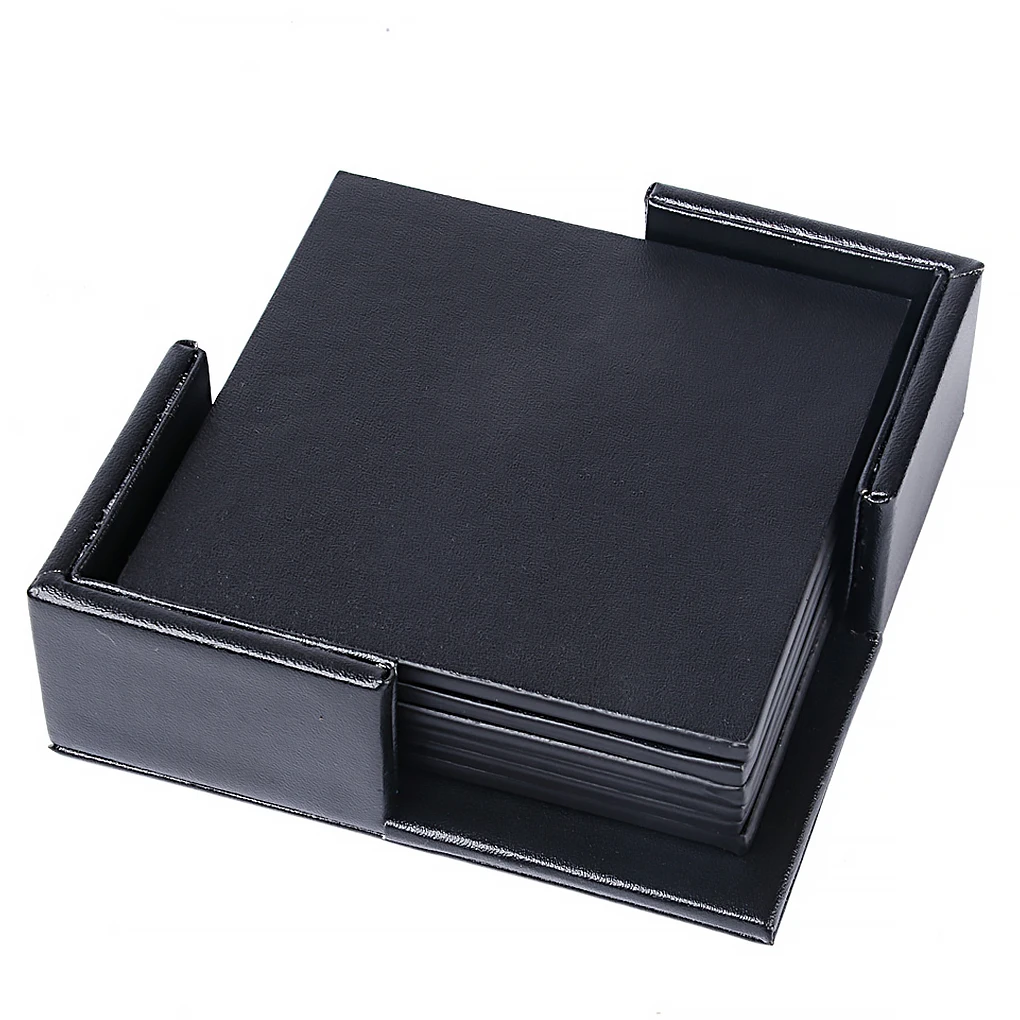 

3 Colors Heat-insulated Cup Mat Faux Leather Drinking Coaster Non-slip Coffee Tea Pad Square Placemat Kitchen Bar Tools