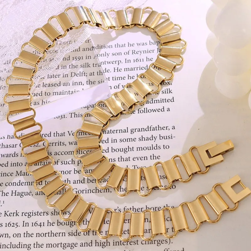 Ожерелье браслет и кольцо из нержавеющей стали 316L для женщин позолоченные 18