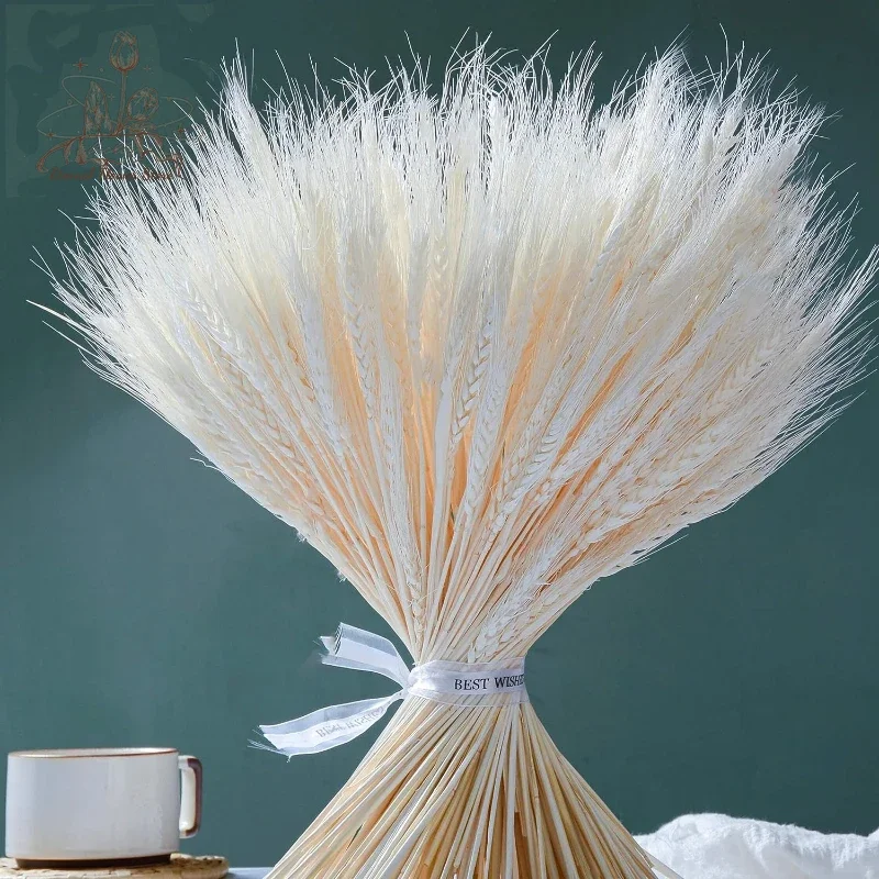 

60pcs Natural Dried Wheat Golden Ear Flowers For Home Wedding Decoration DIY Preserved Flower Christmas Decor Bouquet Photo Prop