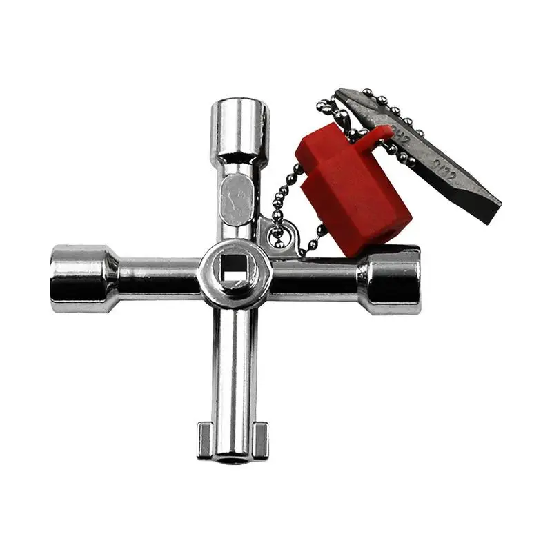 

Water Meter Key Tool 4 Way Wrench Tool Utility Key Heavy Duty Water Key 4 Way Portable Metal Spanner Water Utilities Key Spigot