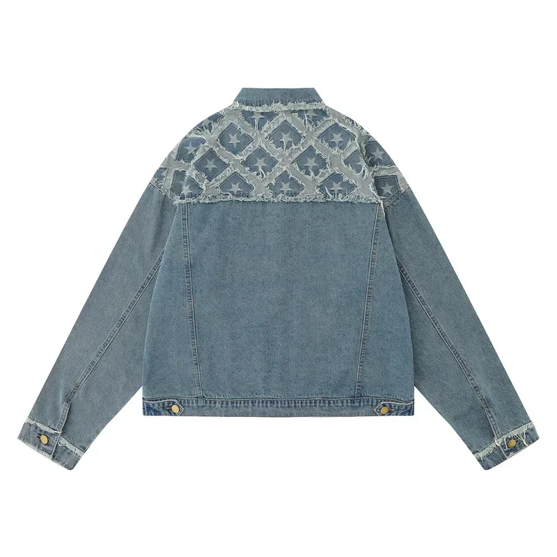 Yprsamerican Стиль Уличная одежда вышитая звезда моющаяся джинсовая куртка для мужчин