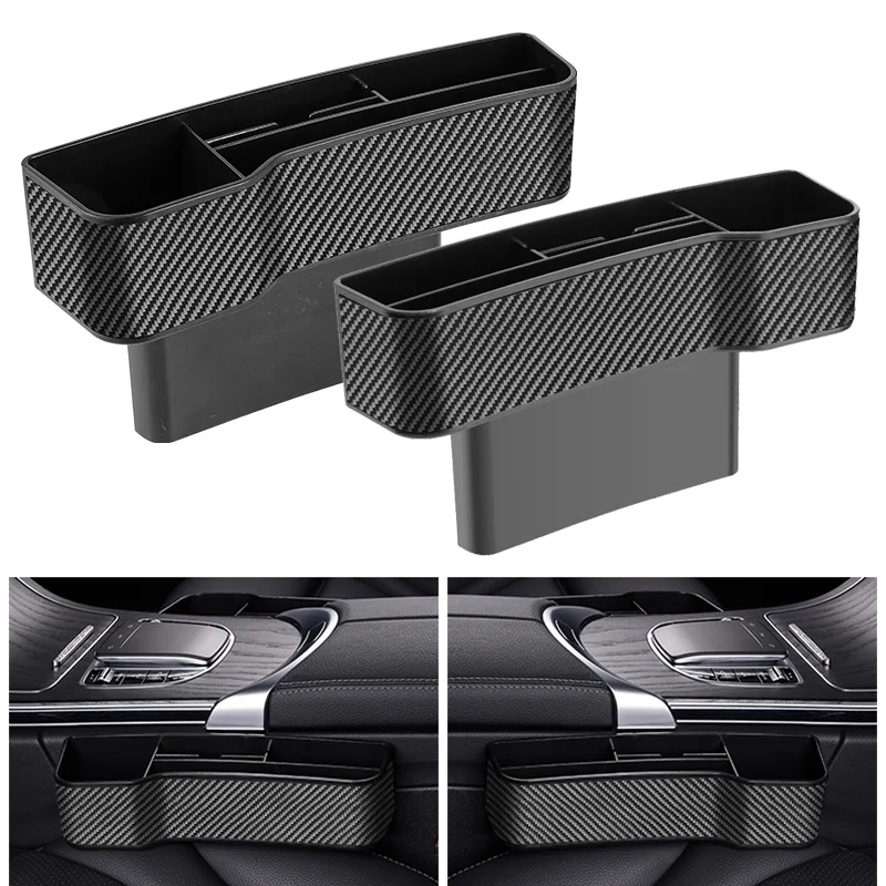 Carbon Fiber leather Car Seat Multifunctional Gap Organizer Box For Mercedes Benz AMG  W211 W213 W210 W164 W205 W204 W203 W212