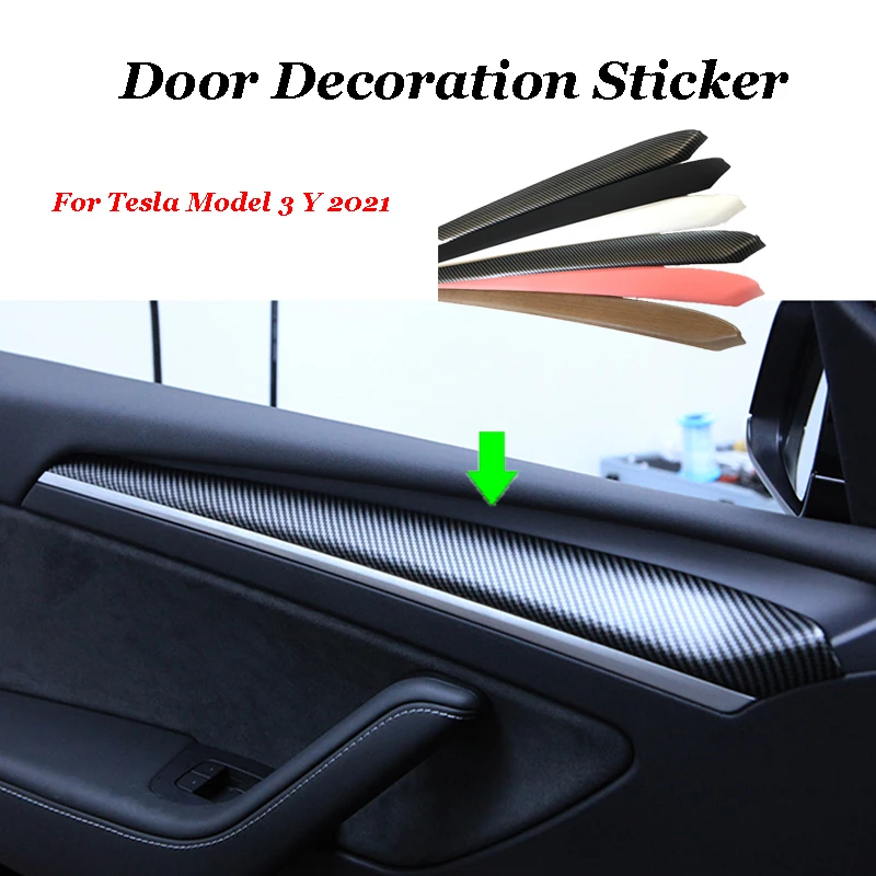 

Модель 3 2021 наклейка на боковую дверь для Tesla Model 3 Y аксессуары для интерьера матовое ABS углеродное волокно