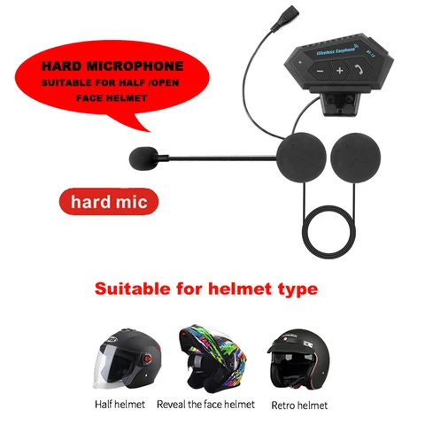 Беспроводная bluetooth-гарнитура BT12 для мотоциклетного шлема, с шумоподавлением, bluetooth V4.2, с микрофоном