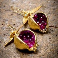 new unique design style gold color pomegranate hook dangle earrings for women classic fashion engagement party jewelry gift