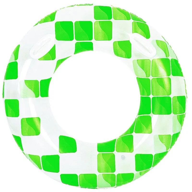 

47" Green and White Fashion Mosaic Inflatable Swimming Pool Inner Tube Ring Float with Handles