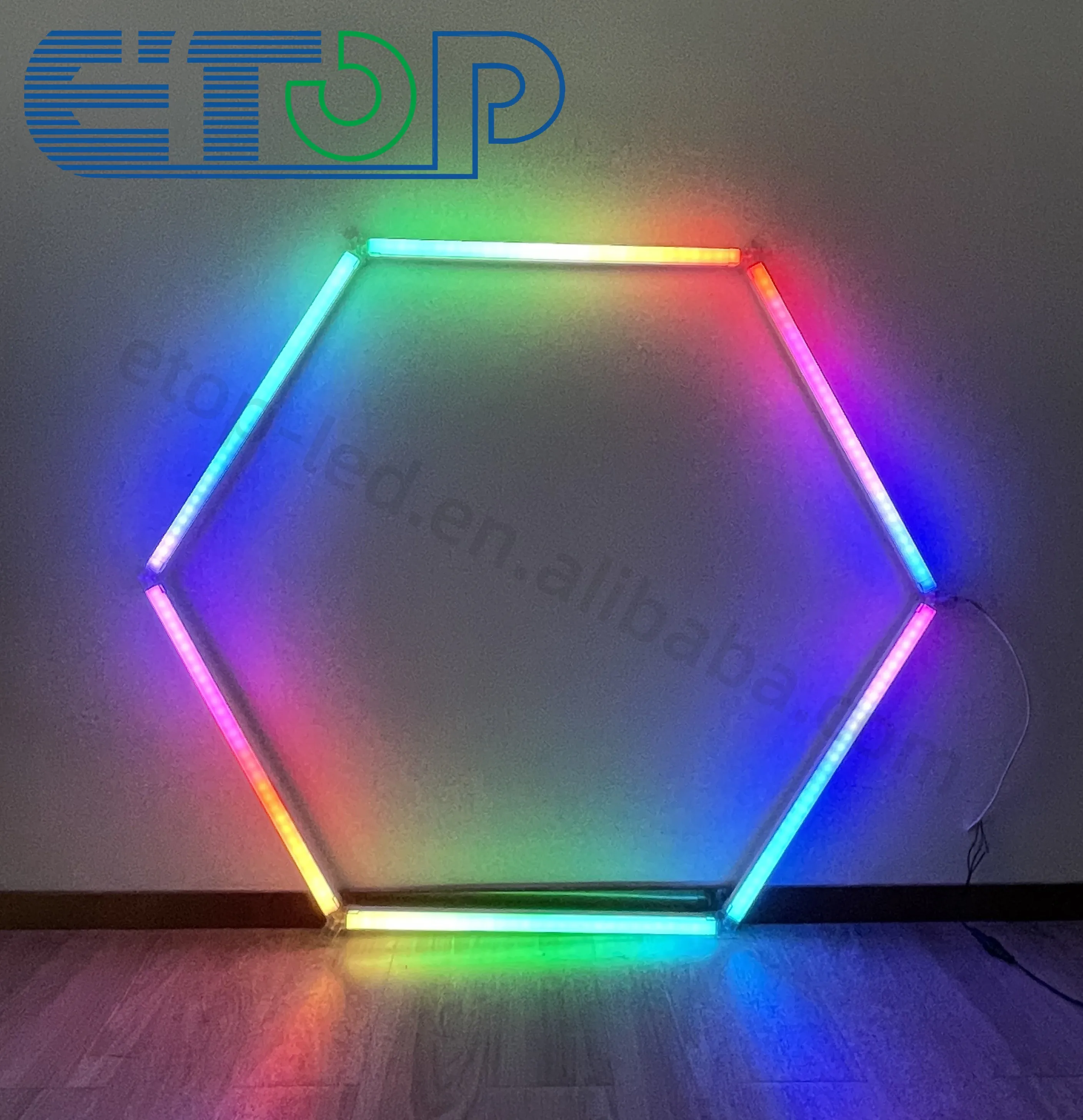 Фото RGB шестиугольные светодиодные фонари Рабочий свет Сменный шестигранный сотовый светильник в форме гаража Шестигранный настенный светильник RGB №2