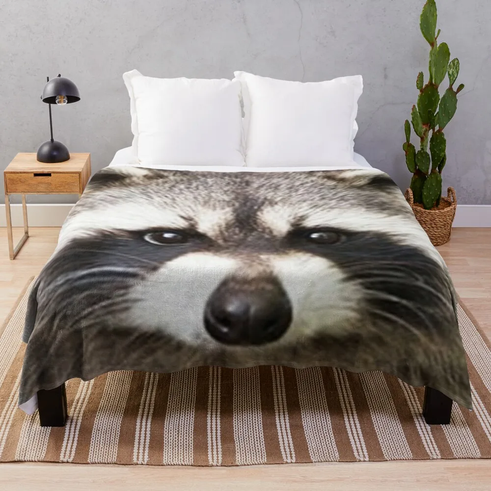

Raccoon Face Throw Blanket sofa blanket with tassels luxury brand blanket