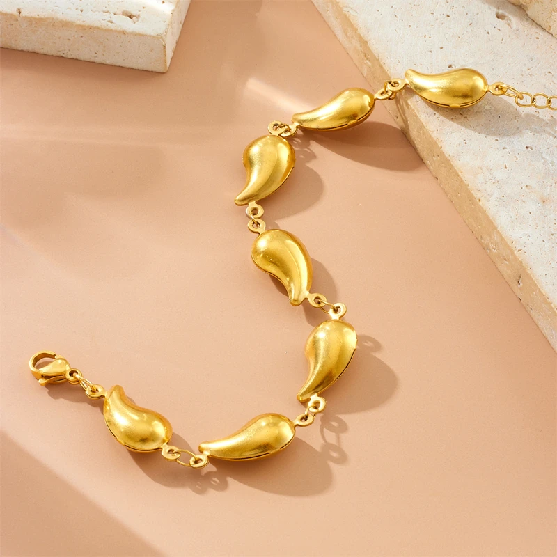 XIYANIKE браслет из нержавеющей стали 316L с круглой объемной оболочкой и каплями воды