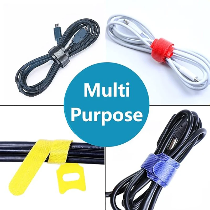 20/50/100 szt. Opaski kablowe wielokrotnego użytku z haczykiem i pętelką Wielofunkcyjne opaski Organizer przewodów Zarządzanie regulowanymi
