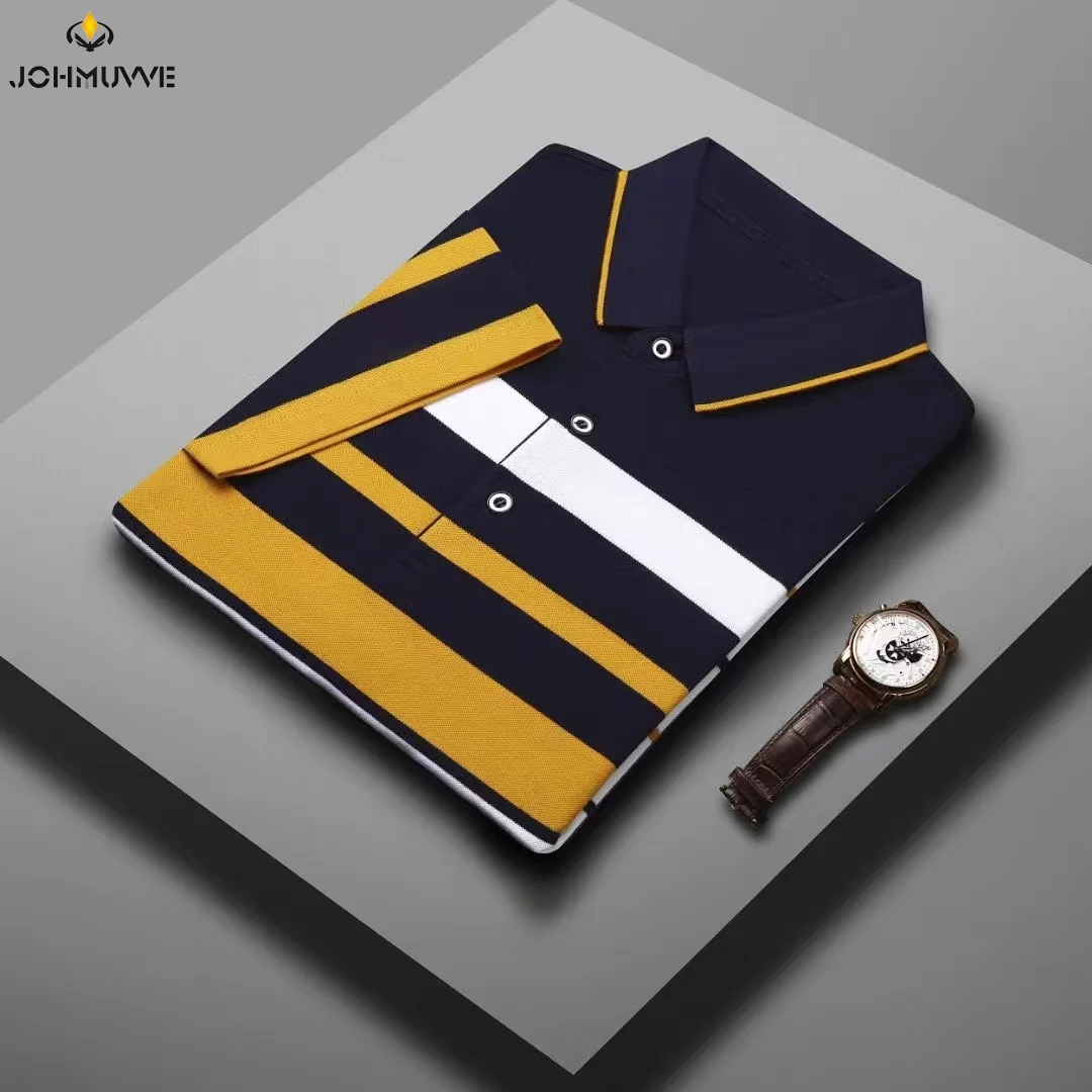 

JOHMUVVE Fast Shipping Spring/Summer Striped Men's Short Sleeve POLO Shirt Casual Short Sleeve Top Men's T-Shirt