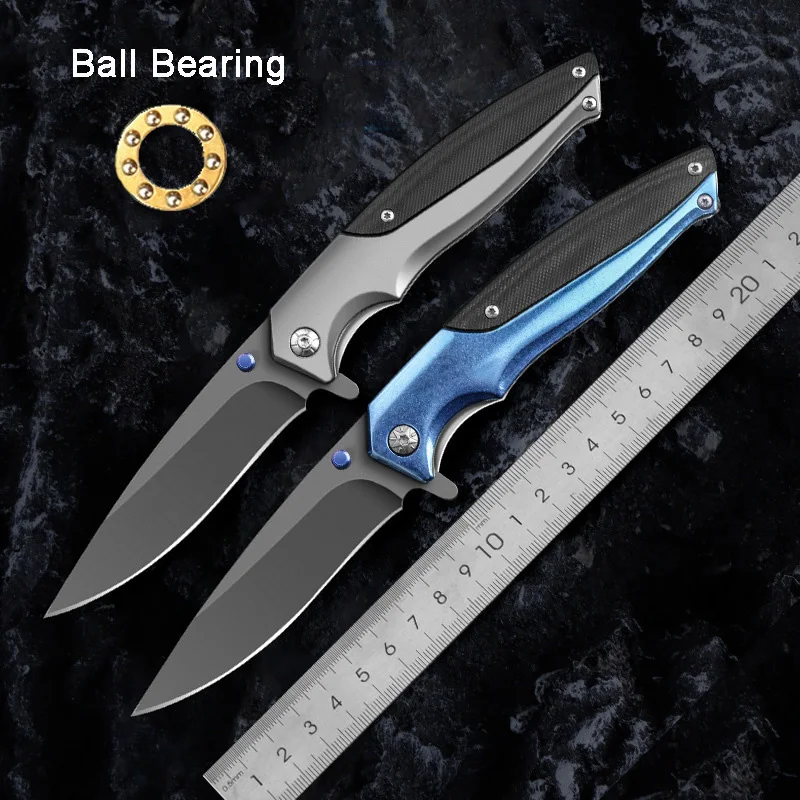 

Ball Bearing System Tactical Folding Knife Titanium Finish Sharp Blade G10 Handle Camping Hunting Outdoor Survival EDC Tools