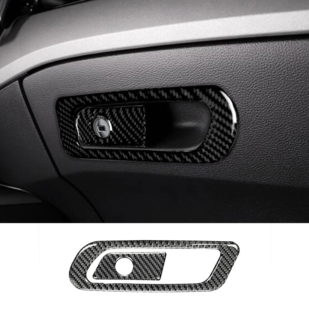 

Car Co-Pilot Glove Box Handle Frame Decor Cover Carbon Fiber Epoxy Trim Sticker For Audi A4 B9 2017-2019 LHD RHD Accessories