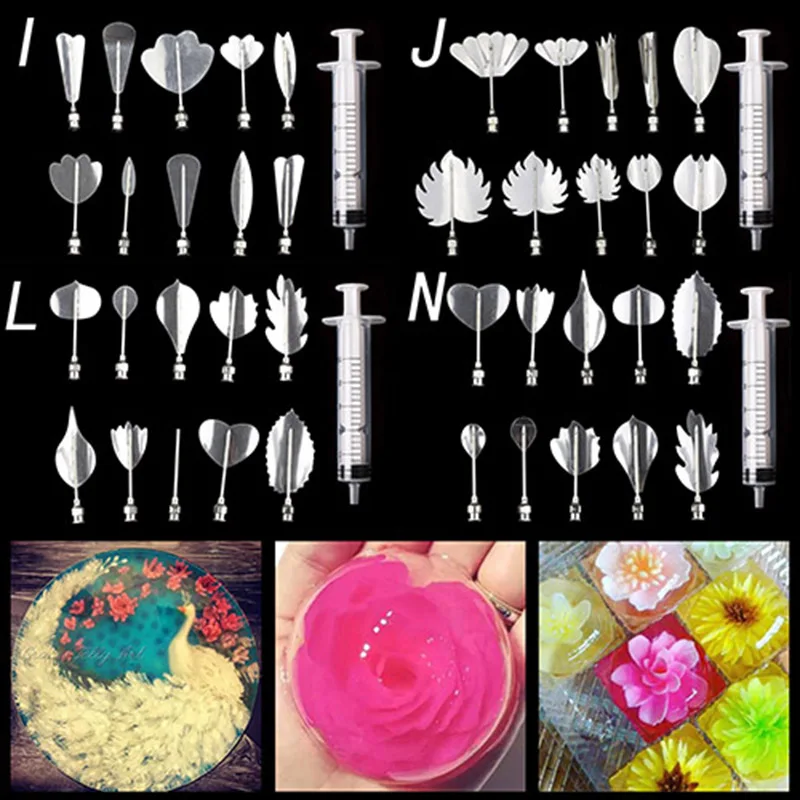 40PCS 3D Gelatin Jelly Art  Needle Tools Pudding Flowers Cake Decorating Tools