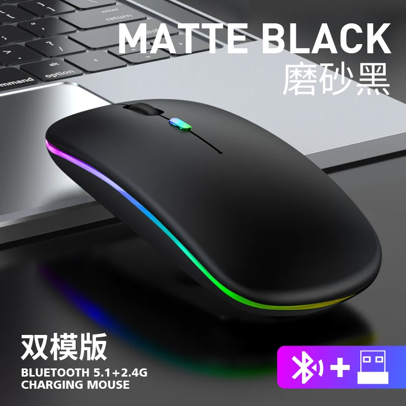 

Wireless Mouse RGB Bluetooth Computer Mouse Silent Rechargeable Ergonomic Mause With LED Backlit USB Optical Mice For PC Laptop