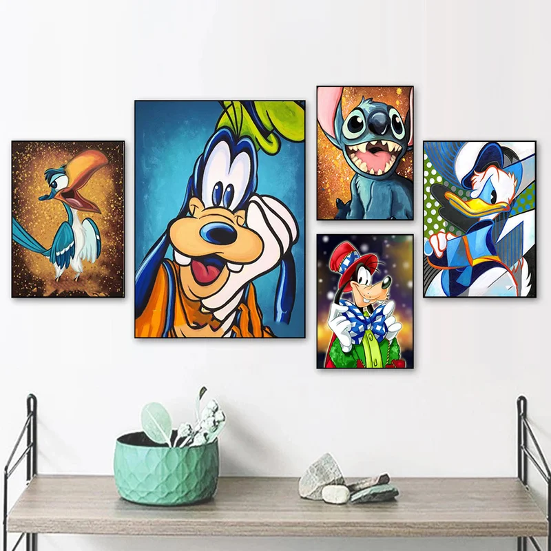 Цифровая картина маслом Дональд Дак из мультфильма Goofy скандинавские постеры и