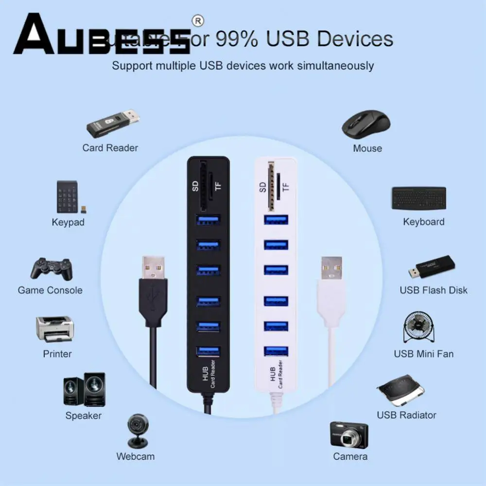 

Usb-разветвитель портативный с 8 портами и Usb-портами