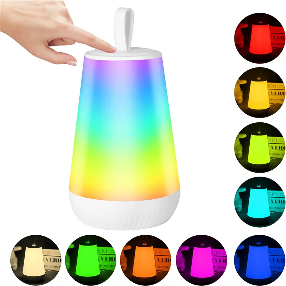 

Touch Dimmable Night Light Colorful Led Bedside Lamp Portable Led Lamp 2400mAH Battery 60LED Rechargeable Children Nightlight