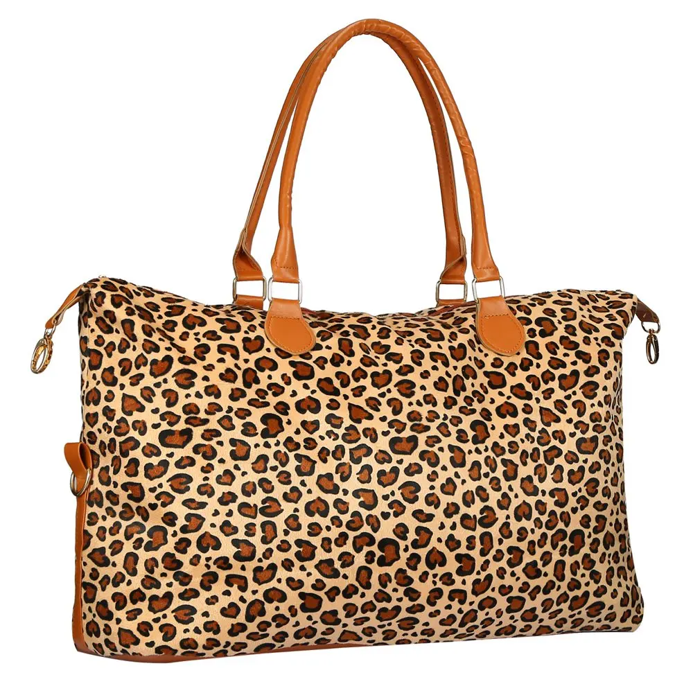 Women Duffle Bag Travel Weekend Tote Bags  Leopard Grain