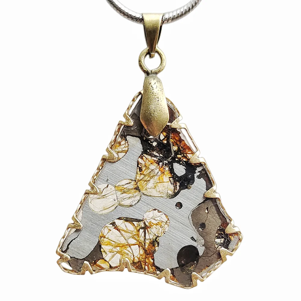 

Ожерелье из метеорита оливкового дерева Brenham, коллекция образцов из натурального метеорита оливкового дерева