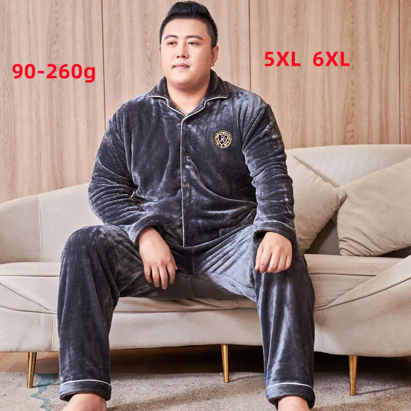 

2023 5XL 6XL Warm Men Winter Fleece Pajamas Man Thick Flannel Sleepwear Pajama Set Velvet Nightwear Home Cloths Pyjama Pijama