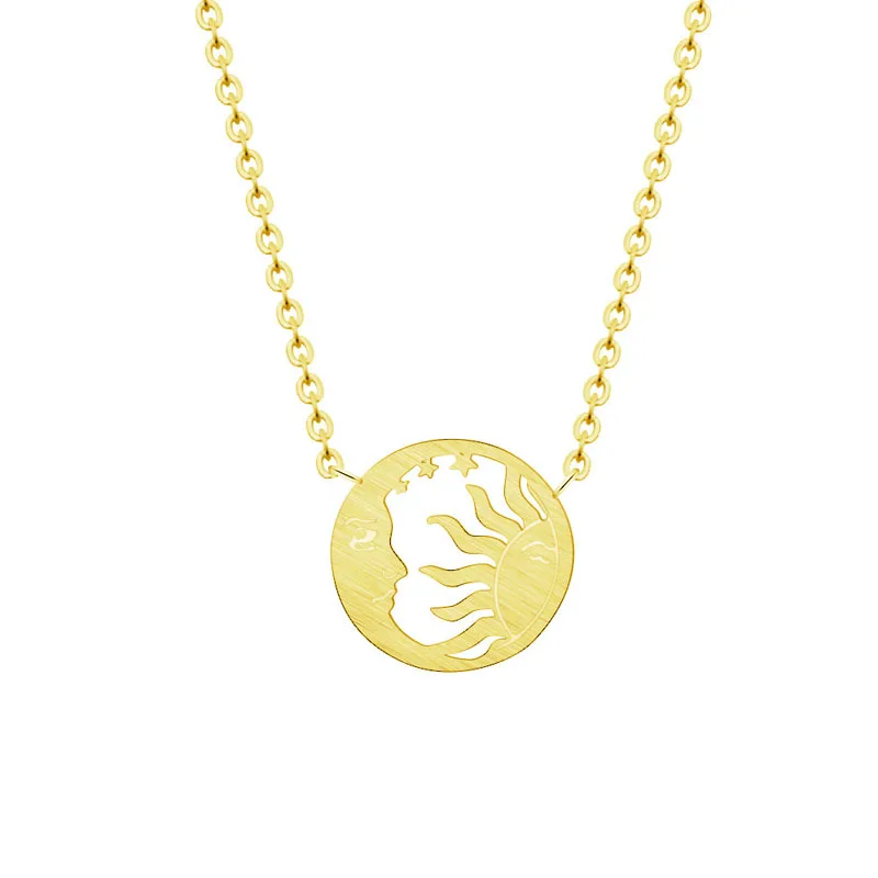 

Ювелирные изделия из титановой стали, Лидер продаж, ожерелье с подвеской из нержавеющей стали марки Tarot Sun Moon 18K Gold