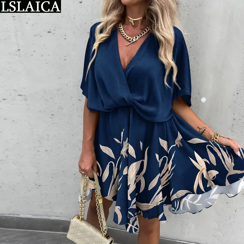 

Women's Summer Sundresses 2022 VNeck Loose Casual Print Beach Holiday Elegant Trend Fashion Cheap Wholesale Women Clothes Dresss