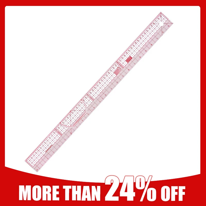 

60cm DIY Measuring Patchwork Yardstick Double Side Metric Straight Ruler Sewing Tailor Multifunction Transparent Drawing Ruler