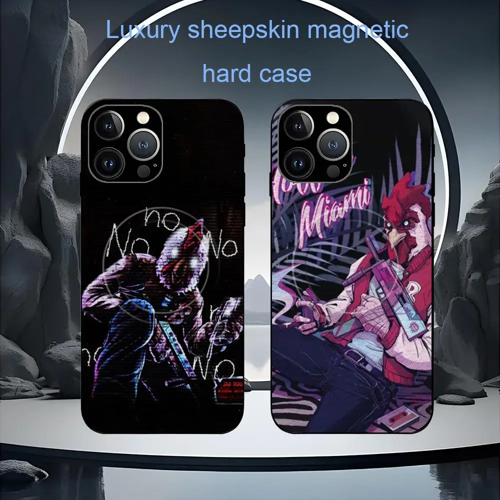 Фото Крутой чехол для телефона с дизайном игры Hotline Miami для iPhone 17 16 15 14 13 12 11 Plus Pro Max, премиум-класса, роскошный, с поддержкой Magsafe, из овчины. №1