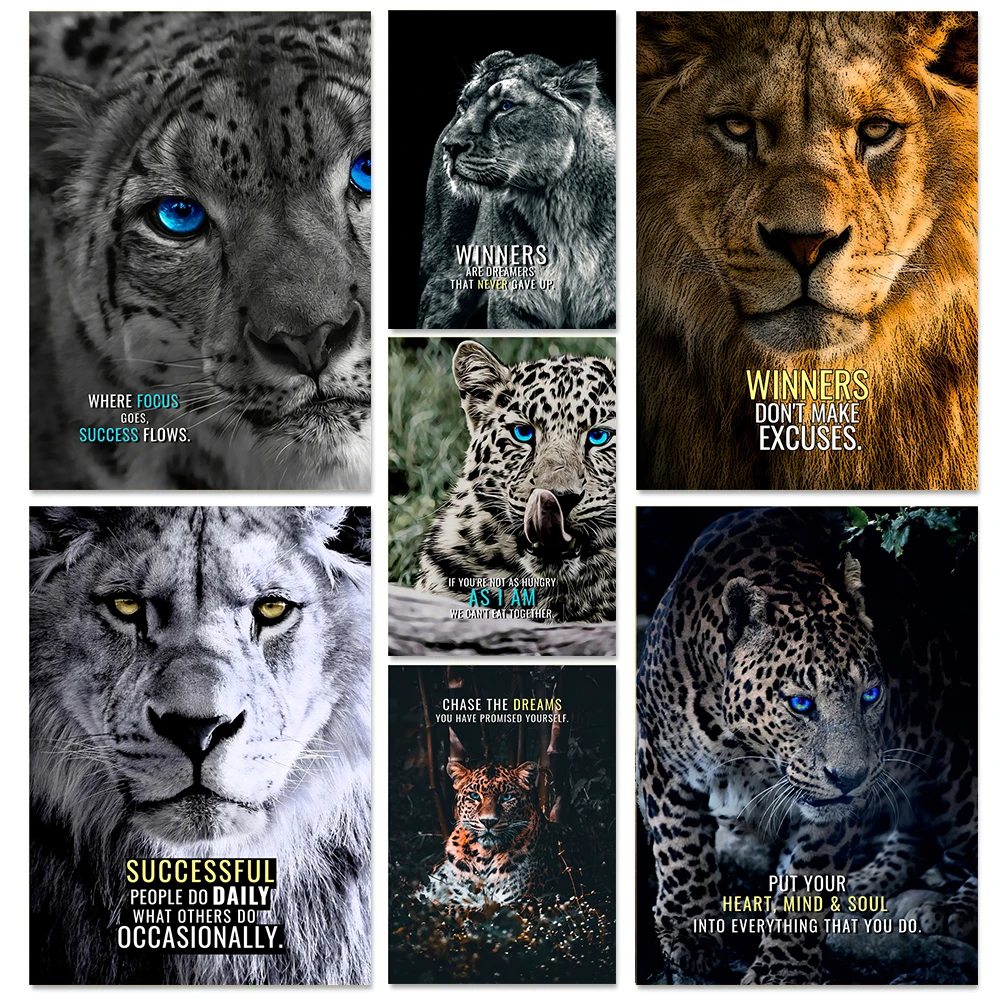 

Animals Quotes Canvas Poster Lion Room Decor Paintings Lions Motivation inspirational Wall Art Prints Office Home Decor Poster