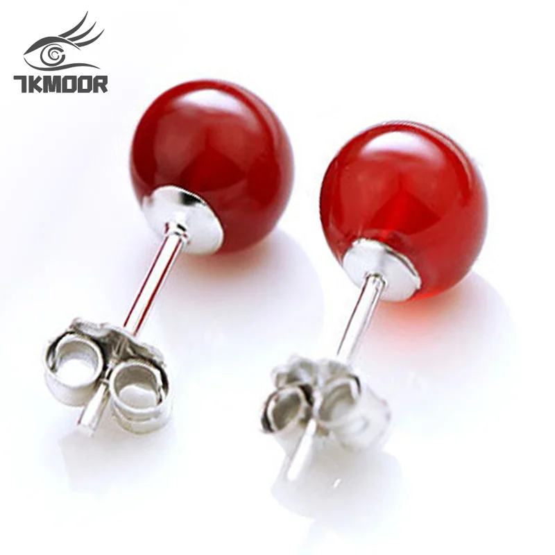 

Fine Silver color Earrings Simple Fashion Red Black Dot Earrings For Women Girl