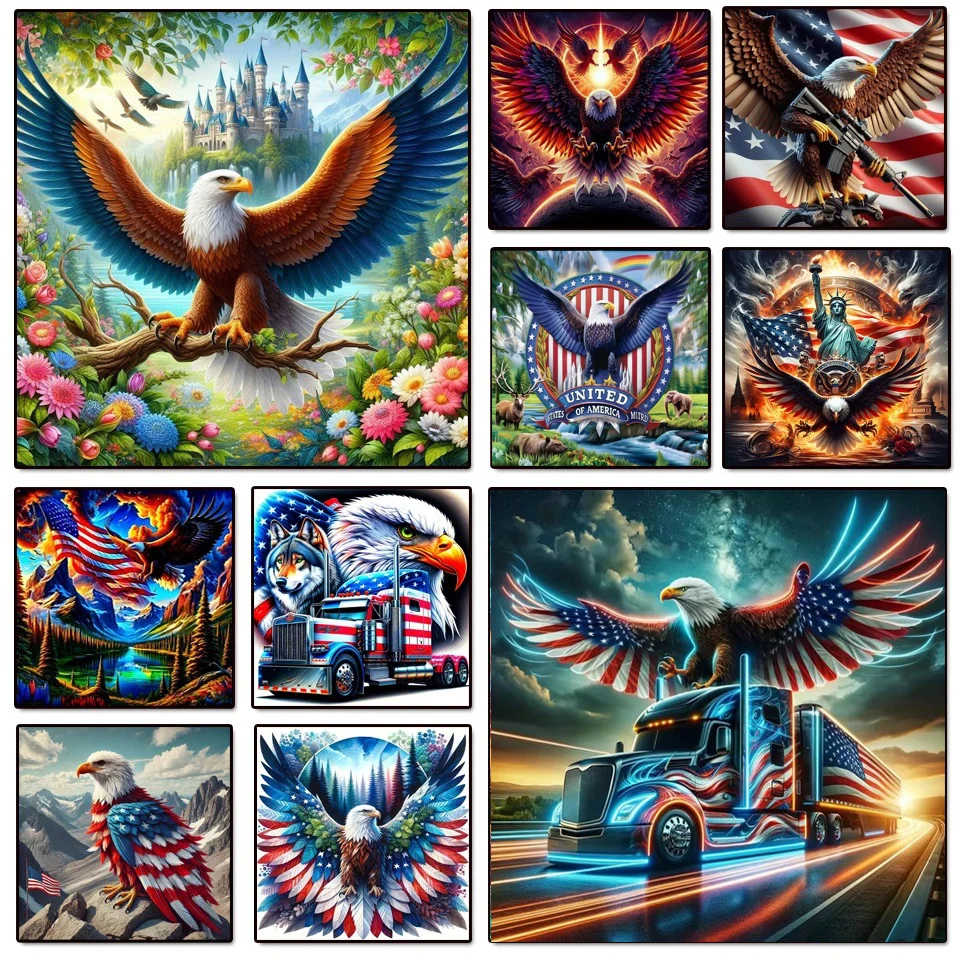 Новая коллекция 5D Diy Алмазная вышивка Летающий орел Национальный флаг Замок