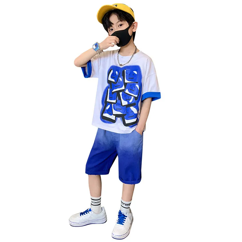 Детский хлопковый комплект одежды с граффити на Возраст 4-13 лет |