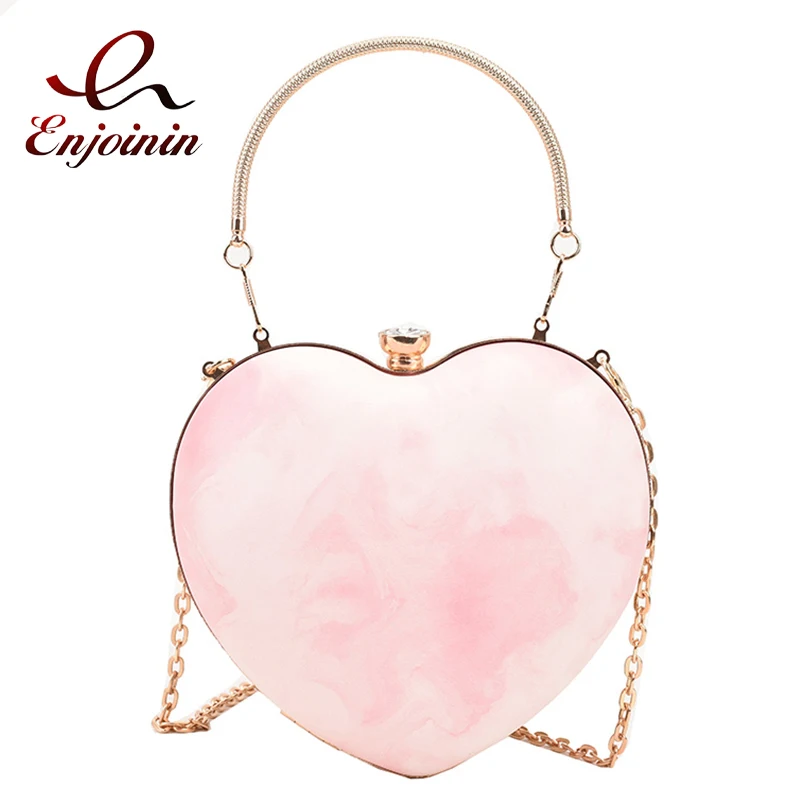 

Cute Heart Shaped Women Purses and Handbags Fashion Party Clutch Female Wedding Evening Bag Designer Girls Chain Shoulder Bag