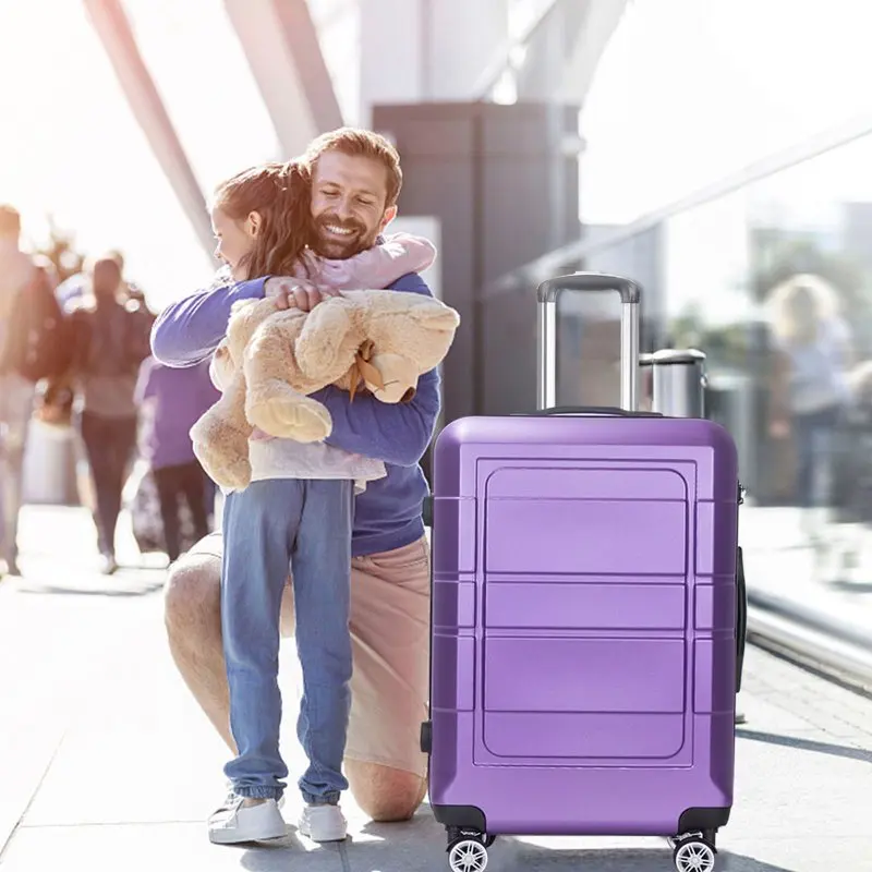 20 Inch Carry On Luggage, TSA Lock, Travel Suitcase with Spinner Wheel, Purple