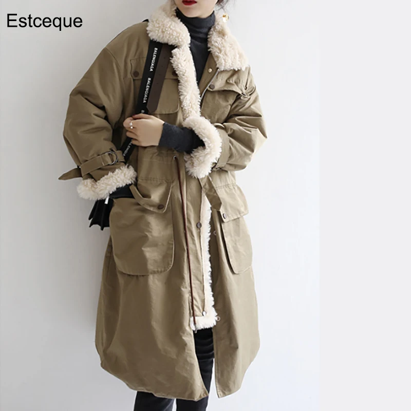 

Новая Корейская хлопковая куртка, женские парки с воротником-стойкой, Свободное длинное пальто, женская зимняя теплая куртка, женская одежд...