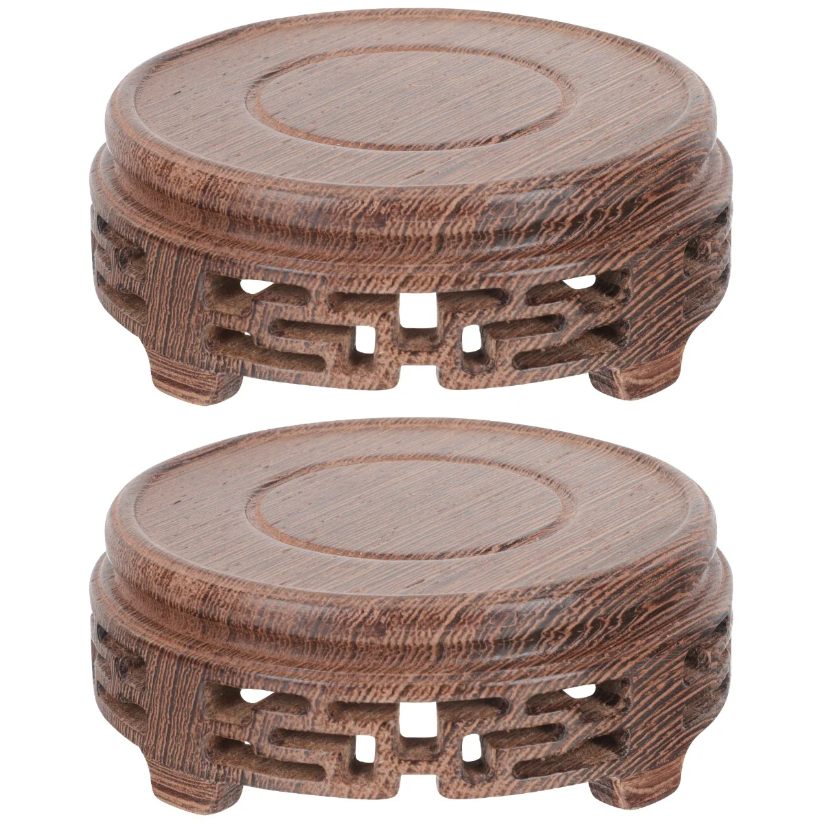 

2 Pieces Teapot Base Round Wooden Trays Display Ornaments Flowerpot Stand Vase Teaware