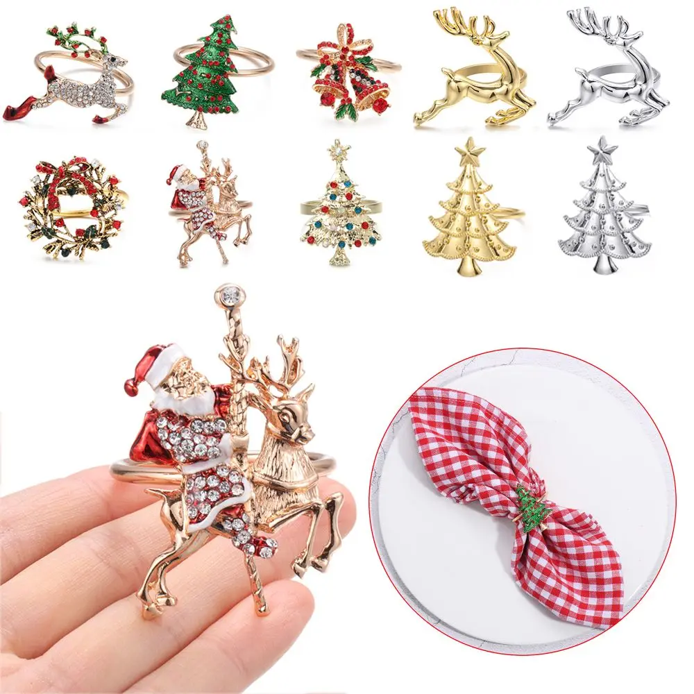 

Свадебные принадлежности, Санта Клаус, рождественская елка, Рождественское украшение для стола, кольцо с ротом, кольцо для салфеток, рождественские принадлежности