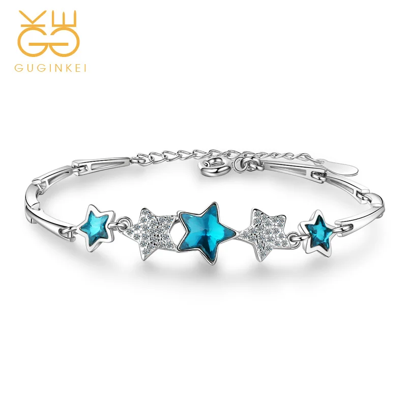

Браслет с пятиугольной звездой GUGINKEI Blue, женская свадебная бижутерия, ювелирные изделия из стерлингового серебра 925 пробы
