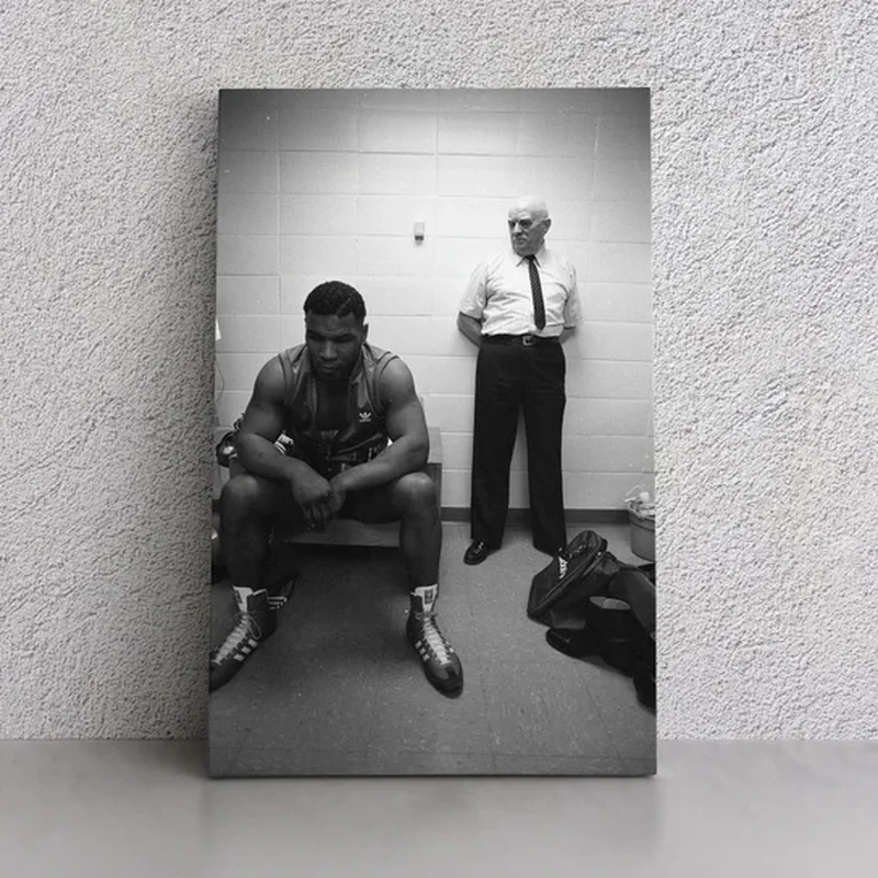 

18 Years Old Mike Tyson & His Coach Cus D'Amato Before His First Pro Fight Poster Canvas Painting Wall Prints Picture Home Decor
